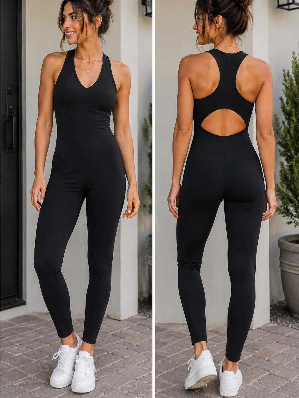 Kyodan Black Racerback Cutout Jumpsuit